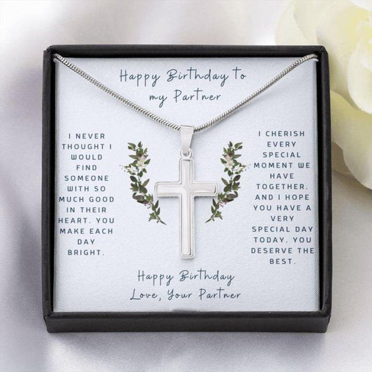 Friend Necklace, Cross Necklace To Partner - Faithful Cross Necklace - Gift Necklace Message Card