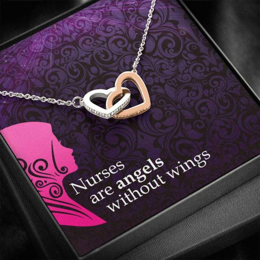 Friend Necklace, Gift Necklace With Message Card Nurses Are Angels Heart Necklace