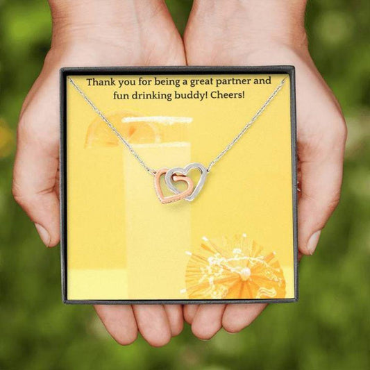 Friend Necklace, Gift Necklace With Message Card Partner Cheers Necklace