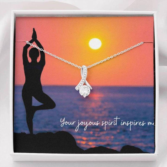 Friend Necklace, Gift Necklace With Message Card Yoga Joyous Spirit The
