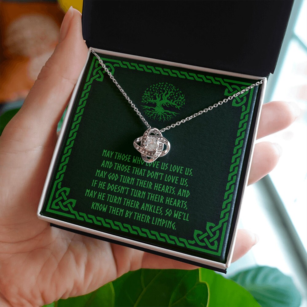 Friend Necklace, May God Turn Their Ankles Irish Blessing Knot Necklace Celtic Gaelic Jewelry Gift