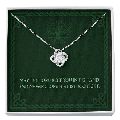 Friend Necklace, May The Lord Keep You In His Hand - Any Occasion Irish Blessing Love Knot Necklace