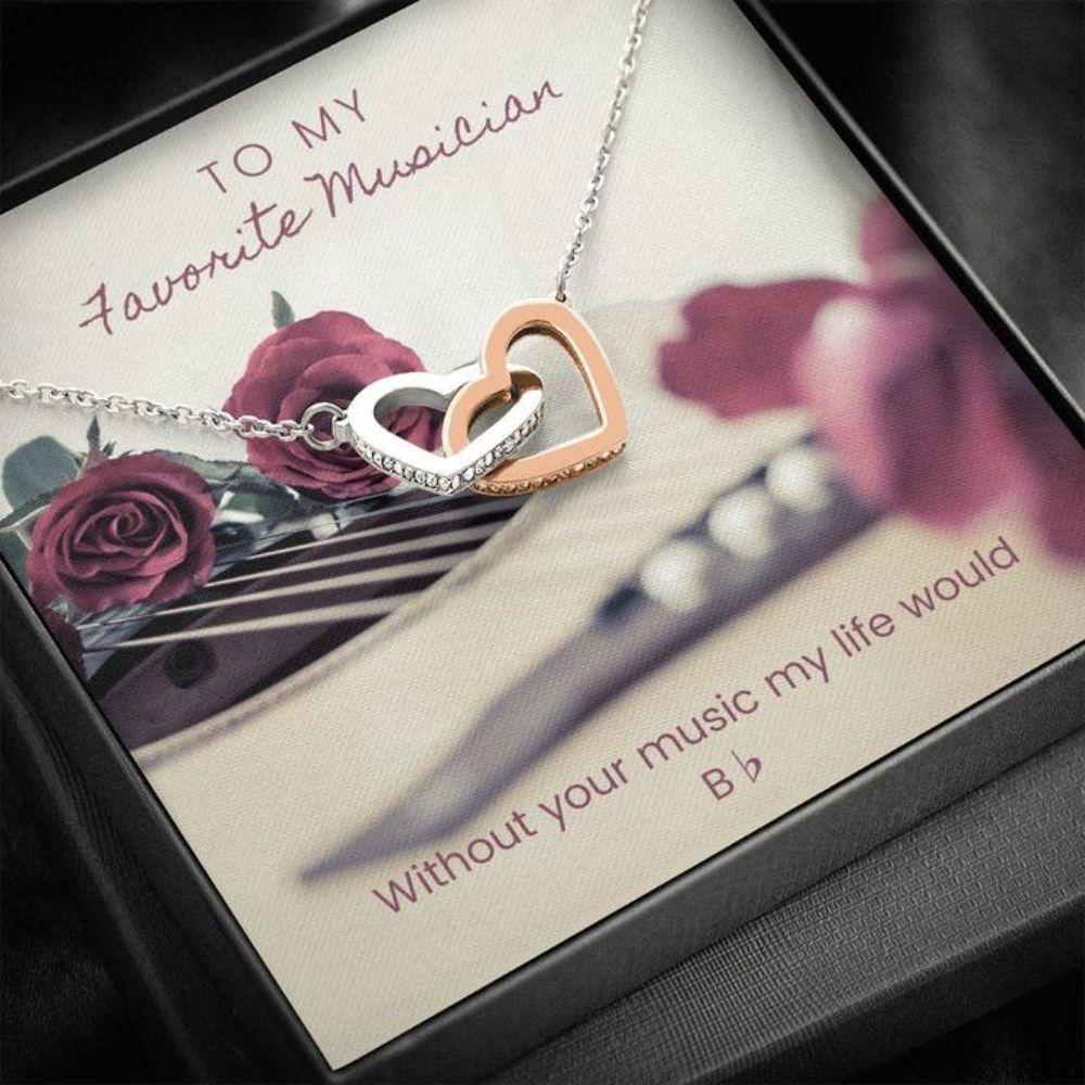 Friend Necklace, Musician Guitar Necklace - Gift Necklace With Message Card