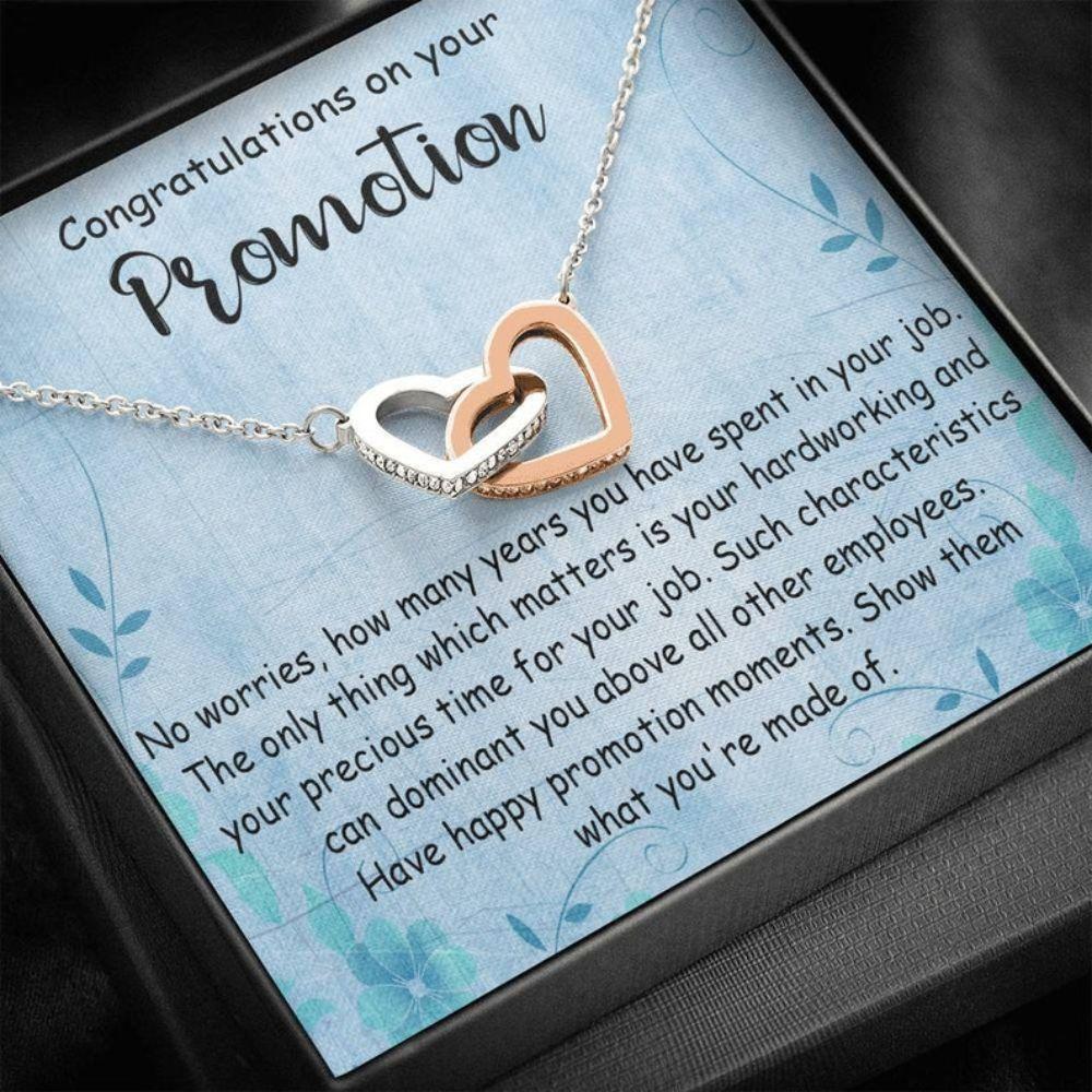 Friend Necklace, Promotion Gift For Women, Job Promotion Gift For Woman, Promotion Interlocking Heart Necklace, Necklace For Congratulations Gift
