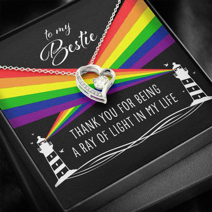 Friend Necklace, To My Bestie A Ray Of Light In My Life “ Lesbian Gay Lgbtq Forever Love Necklace