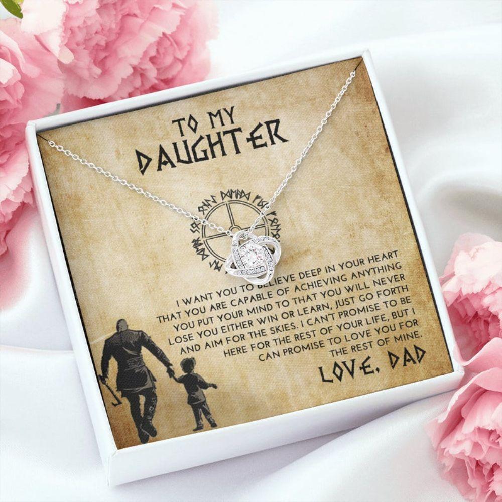 Daughter Necklace, From Viking Dad To My Daughter Necklace, I Want You To Believe Deep In Your Heart
