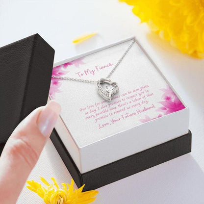 Future Wife Necklace - Necklace For Fiance - Gift Necklace Message Card To Fiance - No Other - Pink Flower