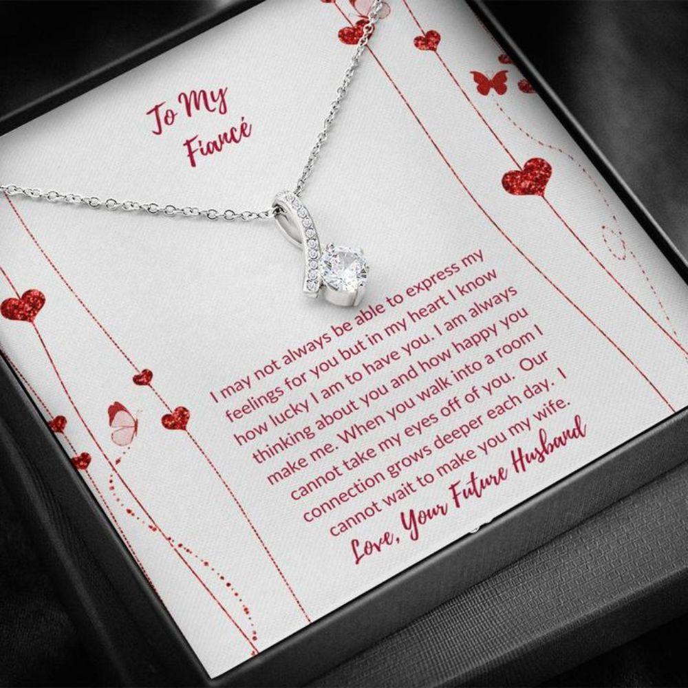 Future Wife Necklace “ Necklace For Fianc� “ Gift Valentine’S To Fiance Heart Flowers Beauty