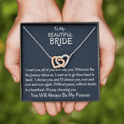 Future Wife Necklace, To My Beautiful Bride Two Hearts Necklace, Groom To Bride Gift, Wife To Be Gift, My Love Gift