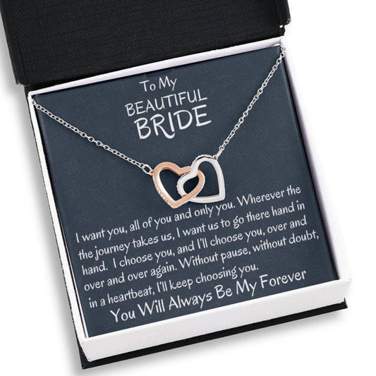 Future Wife Necklace, To My Beautiful Bride Two Hearts Necklace, Groom To Bride Gift, Wife To Be Gift, My Love Gift