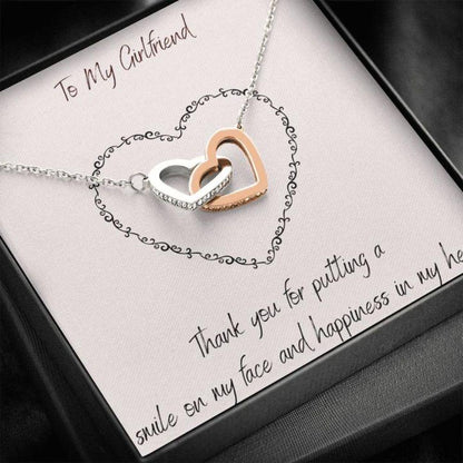 Girlfriend Necklace, Gift Necklace With Message Card To Girlfriend Happy Heart 