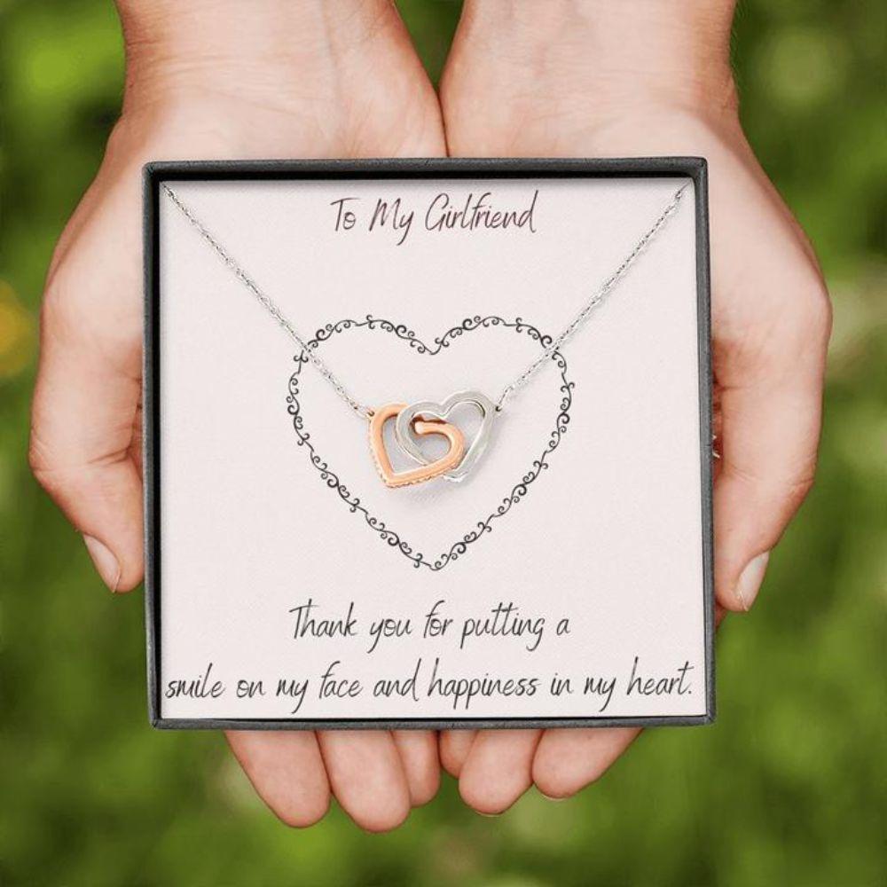 Girlfriend Necklace, Gift Necklace With Message Card To Girlfriend Happy Heart