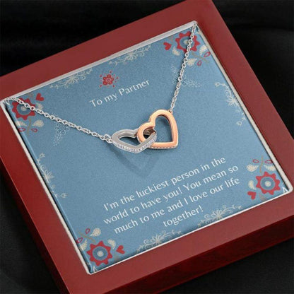 Girlfriend Necklace, Gift Necklace With Message Card To My Partner Blue