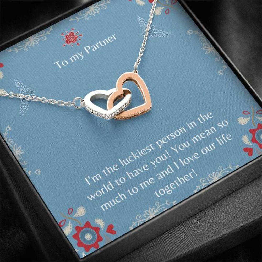 Girlfriend Necklace, Gift Necklace With Message Card To My Partner Blue 
