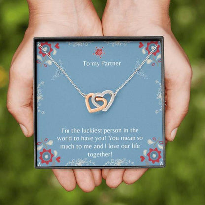 Girlfriend Necklace, Gift Necklace With Message Card To My Partner Blue