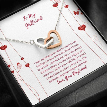 Girlfriend Necklace, Gift Necklace With Message Card Valentine's To Girlfriend Heart Flowers 