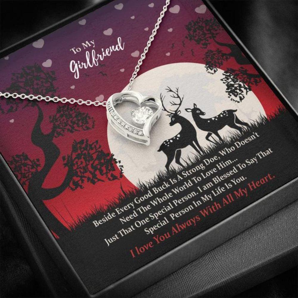 Girlfriend Necklace, Girlfriend Gift “ Deer Doe Buck Gift Necklace “ Jewelry Message Card “ Gift For Girlfriend