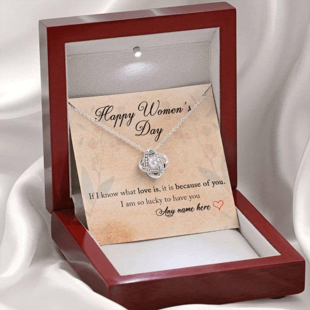 Girlfriend Necklace, International Women’S Day Gift For Her, Gifts For Women, Custom Name Women’S Day Card