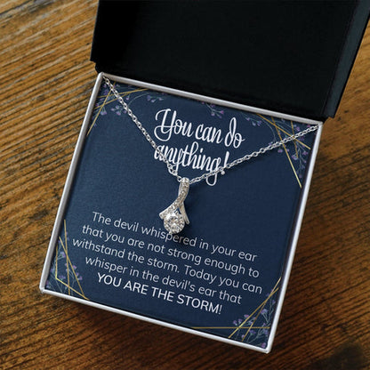 Girlfriend Necklace, Survivor Congratulations Gift Ribbon Necklace Fighter Warrior Accomplishment Present Meaningful Achievement Gift For Her
