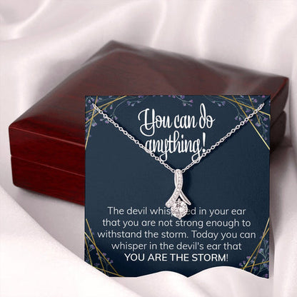 Girlfriend Necklace, Survivor Congratulations Gift Ribbon Necklace Fighter Warrior Accomplishment Present Meaningful Achievement Gift For Her