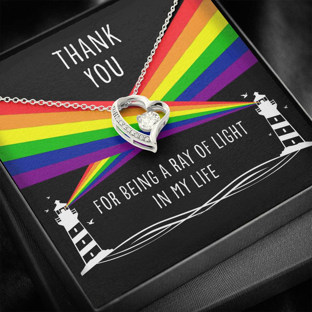Girlfriend Necklace, Thank You For Being A Ray Of Light In My Life “ Lesbian Gay Lgbtq Forever Love Necklace