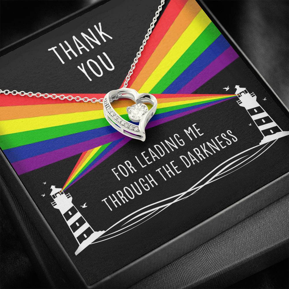Girlfriend Necklace, Thank You For Leading Me Through The Darkness “ Lesbian Gay Lgbtq Forever Love Necklace