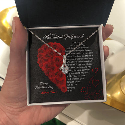 Girlfriend Necklace, To My Beautiful Girlfriend Valentine's Day Gift Necklace In A Box With Romantic Poem