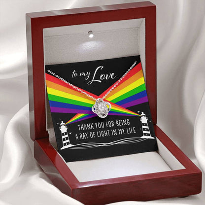 Girlfriend Necklace, To My Love A Ray Of Light In My Life “ Lesbian Gay Lgbtq Love Knot Necklace