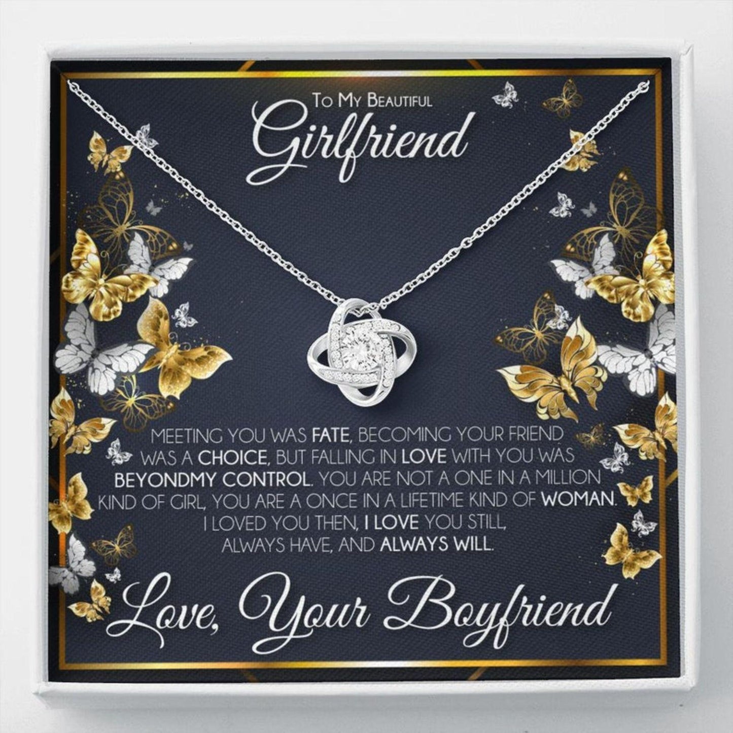 Girlfriend Necklace, Valentine's Day Necklace Gift With Message Card For Girlfriend, Gift For Fiance, Gift For Her, To My Girlfriend