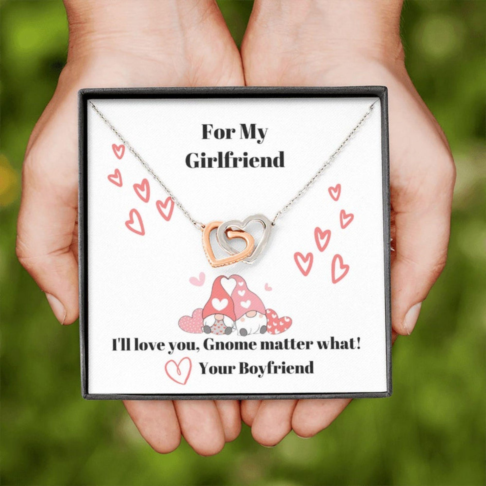 Girlfriend Necklace, Valentines Gnomes Gift - Valentine's Day Necklace Gift For Girlfriend - Gnomes Valentines Day Necklace For Girlfriend
