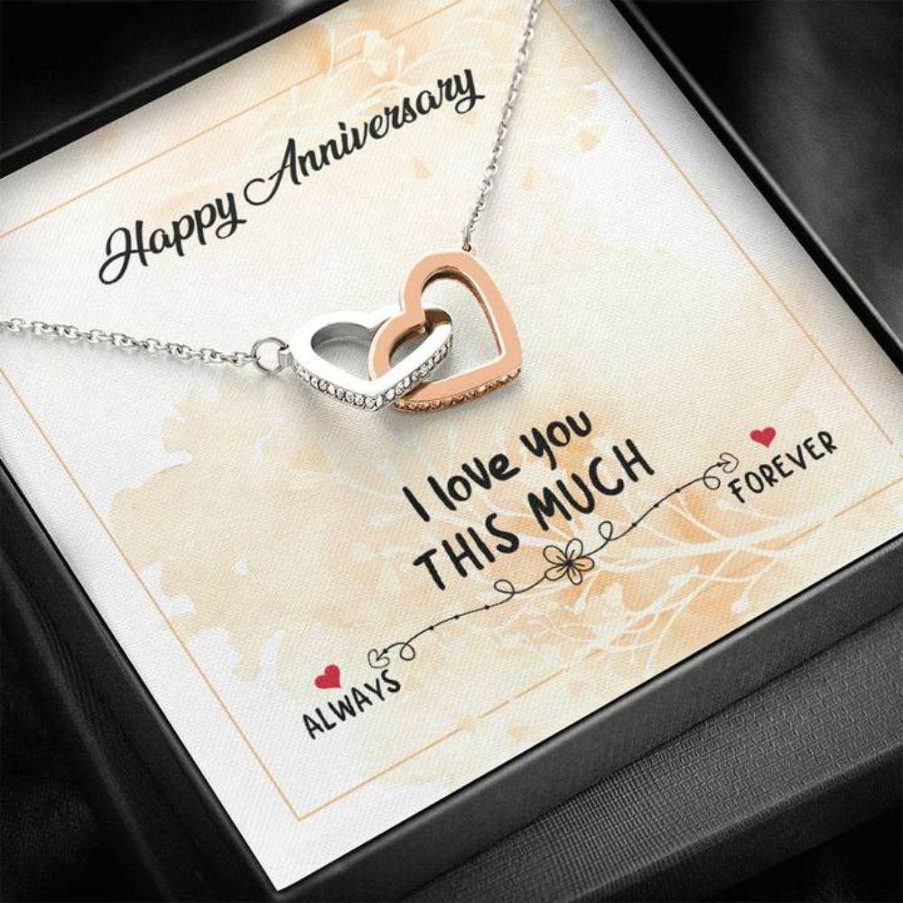 Girlfriend Necklace, Wife Necklace, Happy Anniversary Heart Necklace
