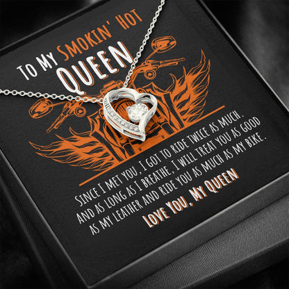 Girlfriend Necklace, Wife Necklace, To My Smokin’ Hot Queen “ Forever Love Necklace