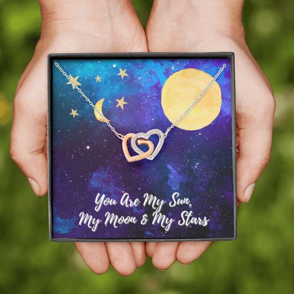 Girlfriend Necklace, You Are My Sun Moon Stars “ Gift Necklace With Message Card