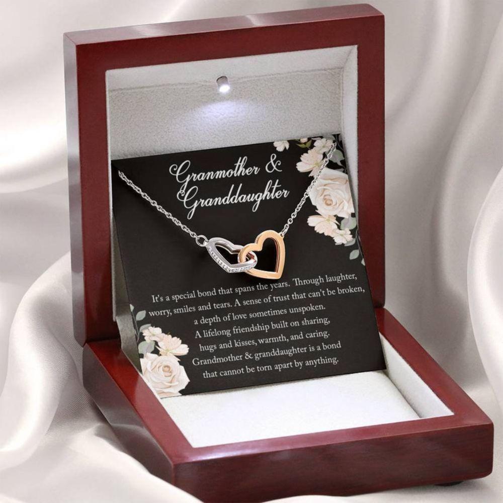 Granddaughter Necklace, Interlocking Heart Necklace, Grandmother & Granddaughter Necklace, Birthday Necklace For Grandmother From Granddaughter