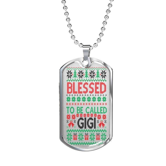 Grandmother Dog Tag Custom Picture, Blessed To Be Called Gigi Dog Tag Necklace Gift For Women