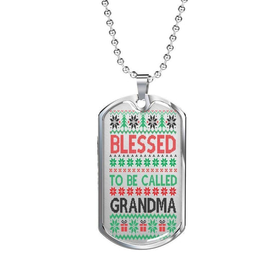 Grandmother Dog Tag Custom Picture, Blessed To Be Called Grandma Dog Tag Necklace For Grandma