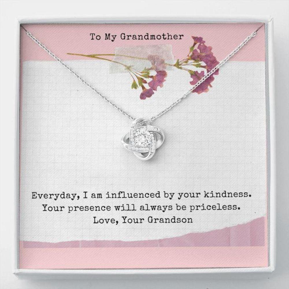 Grandmother Necklace - Gift Necklace Message Card - To Grandmother From Grandson Priceless 