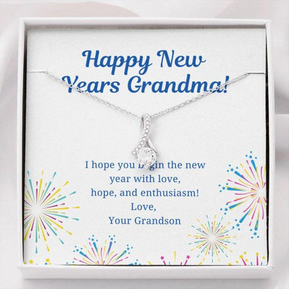 Grandmother Necklace - Gift To Grandma - Necklace With Message Card Grandma Happy New Years From Grandson