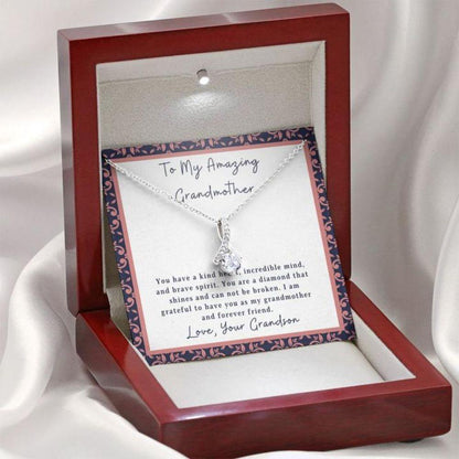 Grandmother Necklace “ Gift To Grandma “ Necklace With Message Card To Grandmother From Grandson