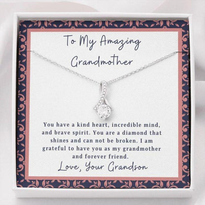 Grandmother Necklace - Gift To Grandma - Necklace With Message Card To Grandmother From Grandson