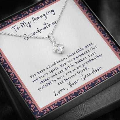 Grandmother Necklace “ Gift To Grandma “ Necklace With Message Card To Grandmother From Grandson