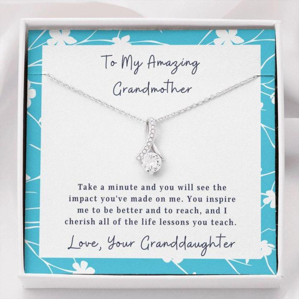 Grandmother Necklace - Gift To Grandma - Necklace With Message Card To My Grandmother From Granddaughter - Impact