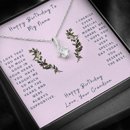 Grandmother Necklace, Gift To Grandmother “ Gift Necklace Message Card “ Birthday To My Nana “ From Grandson