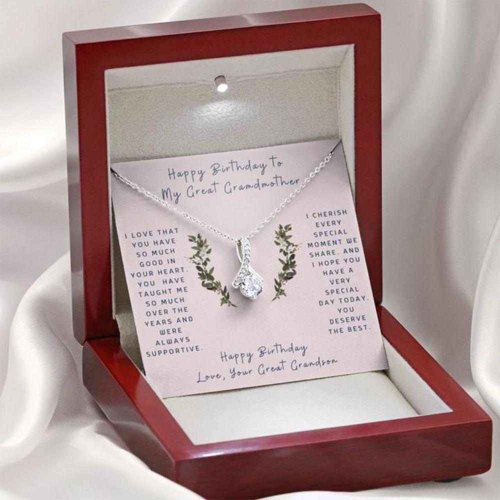 Grandmother Necklace, Gift To Great Grandmother “ Gift Necklace Message Card “ Birthday “ To Great Grandmother