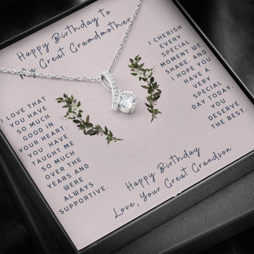 Grandmother Necklace, Gift To Great Grandmother “ Gift Necklace Message Card “ Birthday “ To Great Grandmother