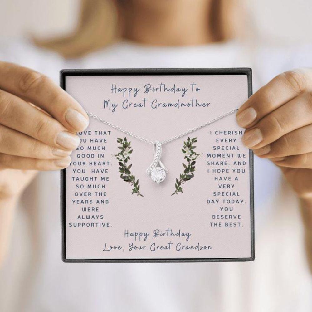 Grandmother Necklace, Gift To Great Grandmother - Gift Necklace Message Card - Birthday - To Great Grandmother