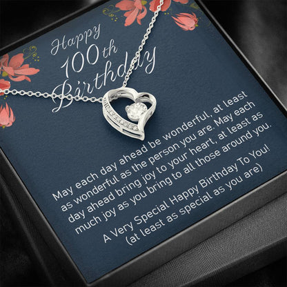 Grandmother Necklace, Happy 100Th Birthday “ Forever Love Necklace