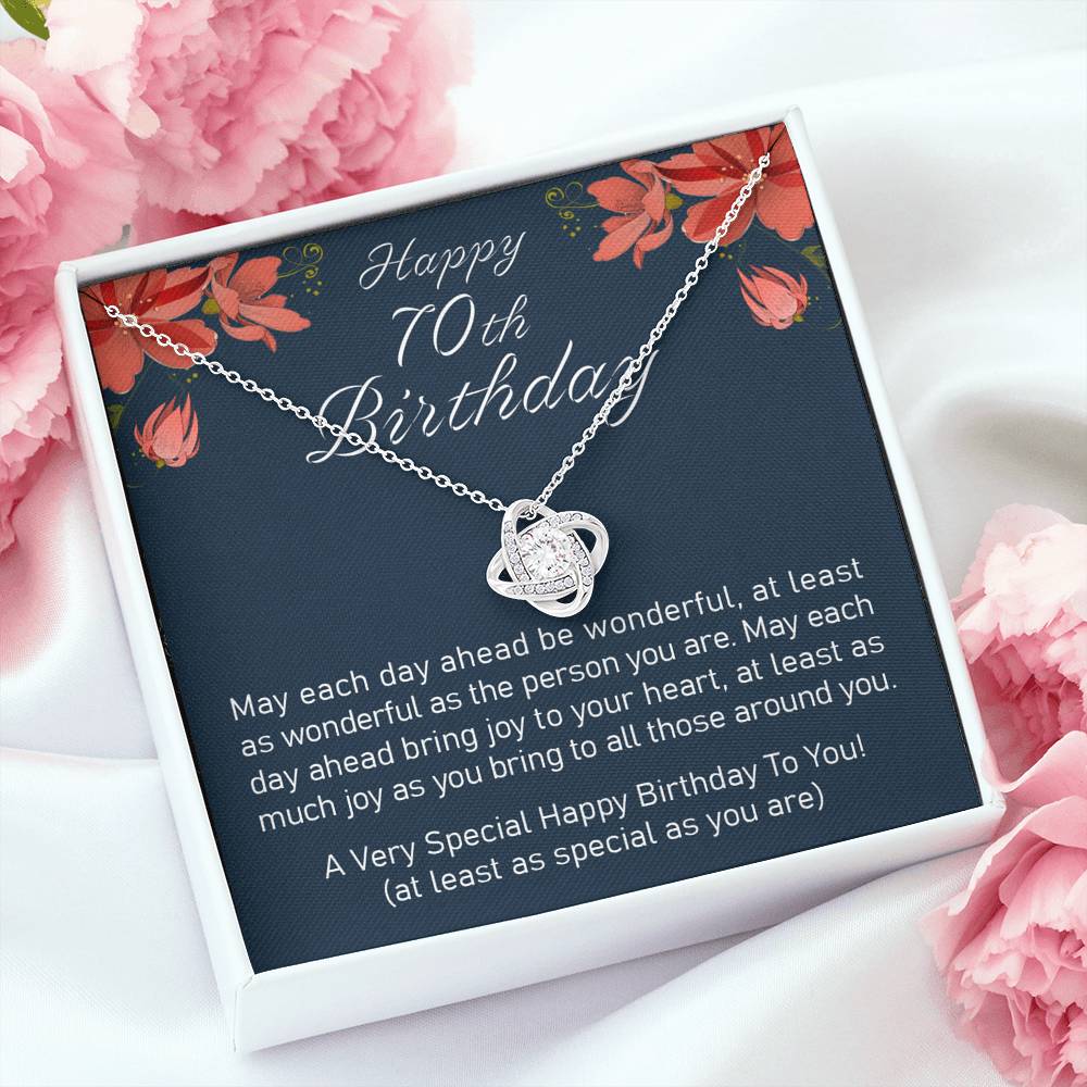 Grandmother Necklace, Happy 70Th Birthday “ Love Knot Necklace, Gift For Grandma