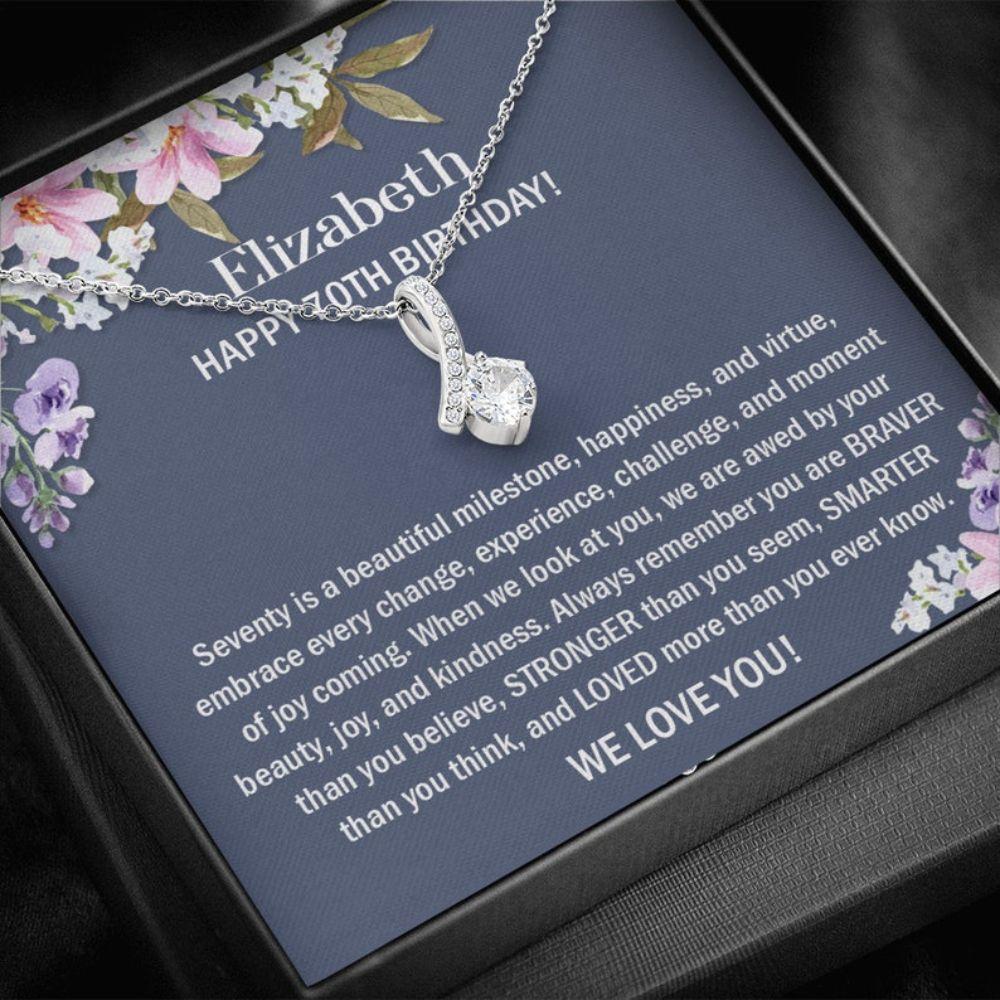 Grandmother Necklace, Happy 70th Birthday Necklace For Woman, Sentimental 70th Birthday Necklace, Personalized Birthday Present For Her, 70th Birthday Anniversary Gift