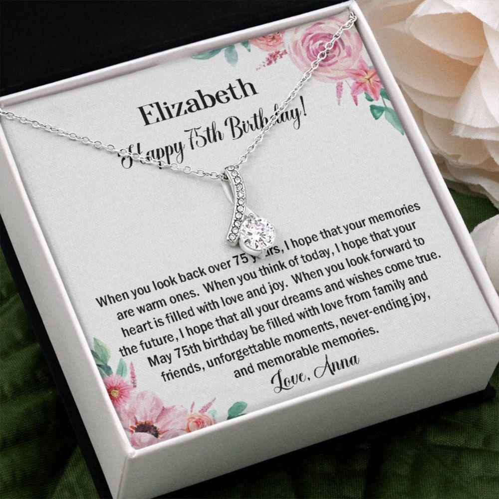Grandmother Necklace, Happy 75th Birthday Necklace For Woman, Meaningful Gift For Turning 75 Year-old, Anniversary Gift For 75th Birthday For Her, Birthday Necklace